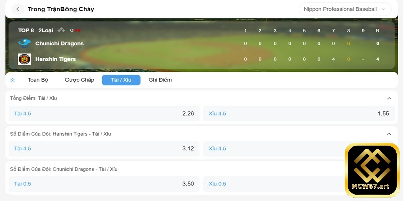 Cách tham gia cá cược bóng chày kèo tài xỉu rất đơn giản